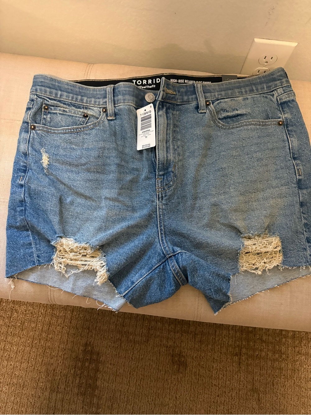torrid Light Blue Ripped High-Rise Denim Shorts